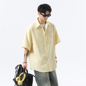 笑脸刺绣条纹短袖衬衫男 xh101-特p38图片