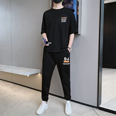 夏季男士新款运动休闲短袖套装印花短袖T恤上衣男装F301P68，男装休闲套装，电商A086