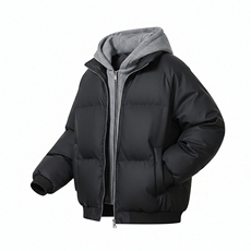 现货高品质重磅工艺美式高街假两件PU皮棉衣男女加厚棉服外套，男装棉衣，电商A486