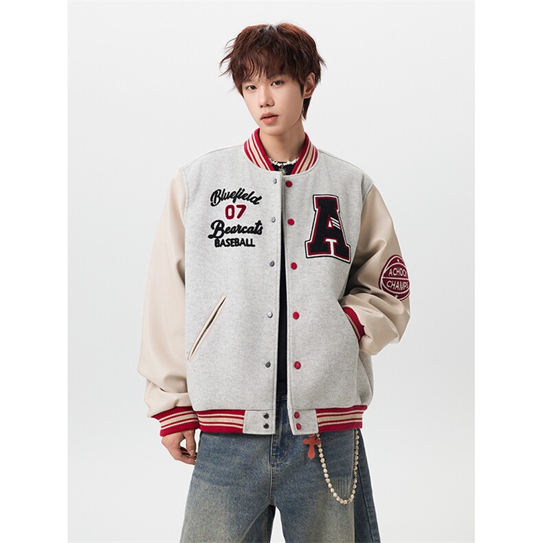 JKDD014-常规P67夹棉P77美式刺绣字母棒球服外套男情侣夹克棉服，男装夹克，星座712A-1