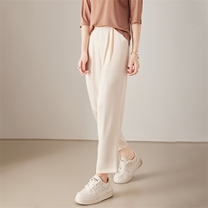 2025年春季七分裤宽松百搭纯色简约休闲裤，女装休闲裤，亿美羊绒