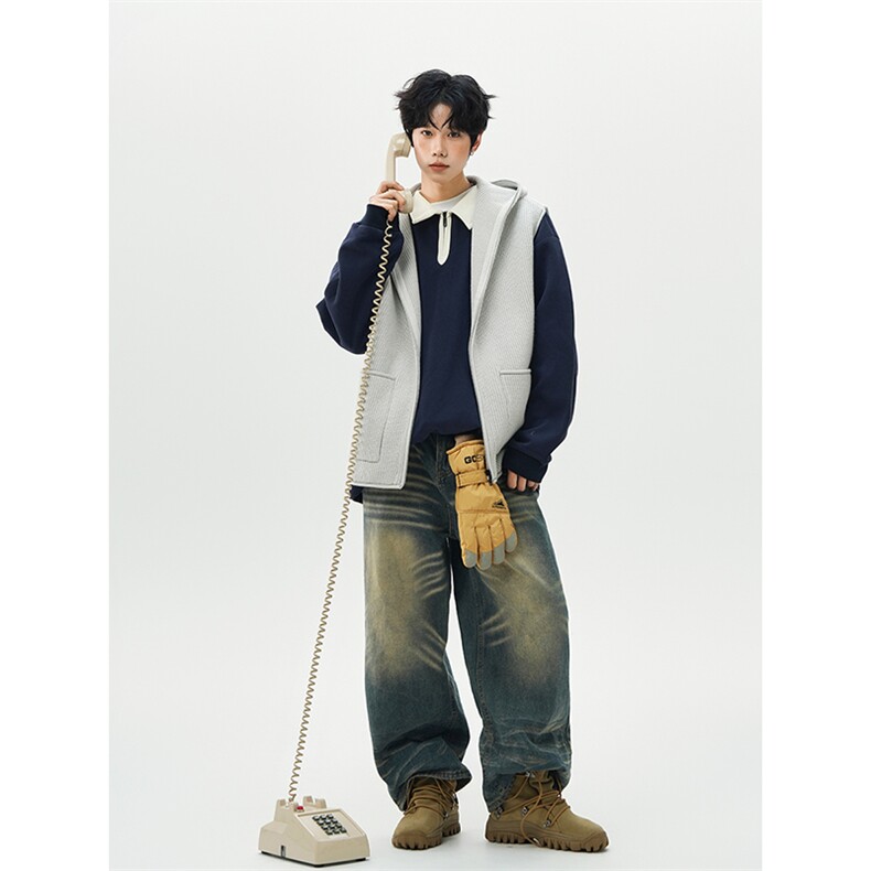 重磅针织开衫毛衣男秋冬宽松慵懒风cleanfit拉链外套潮3645-特P78,男装针织衫/毛衣,电商B295