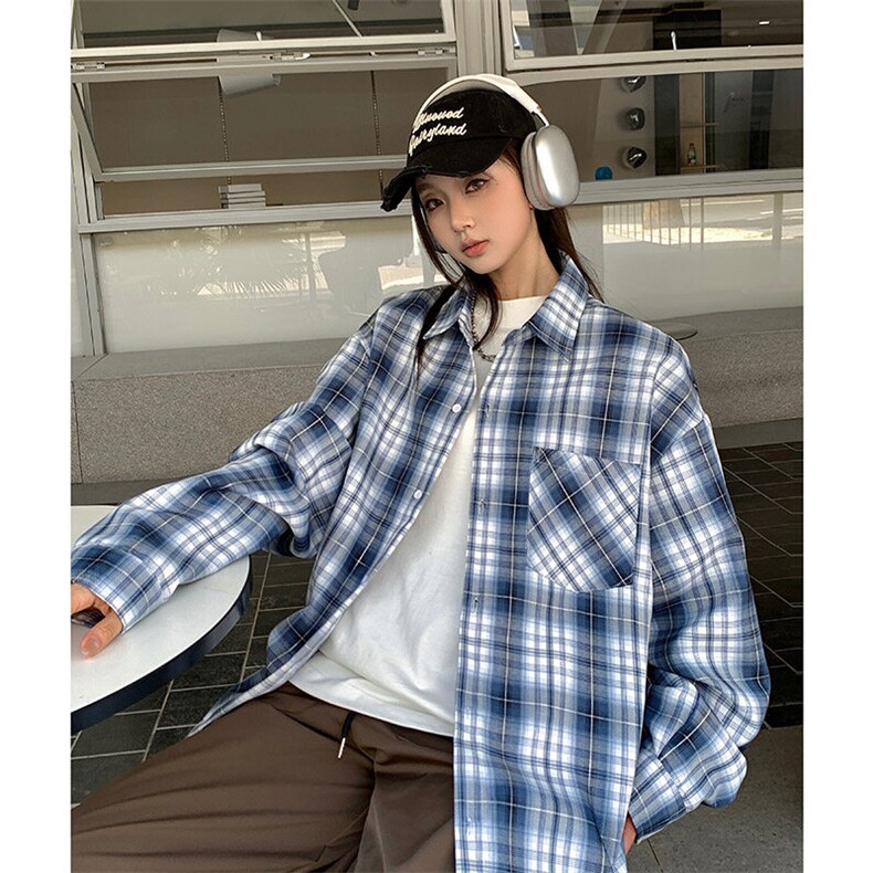 港风衬衫长袖耐磨格子衬衫休闲百搭MD-H527-特批40控79,男装衬衫,星座717
