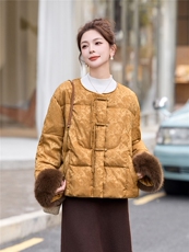 时尚立领羽绒服女2025冬季新款新中式宽松洋气短款90白鸭绒外套，女装羽绒服，姿衣坊