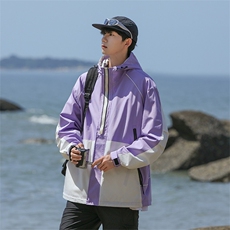 日系户外冲锋衣外套男春秋季山系登山防水连帽工装多口袋机能夹克，男装夹克，星座1210-1