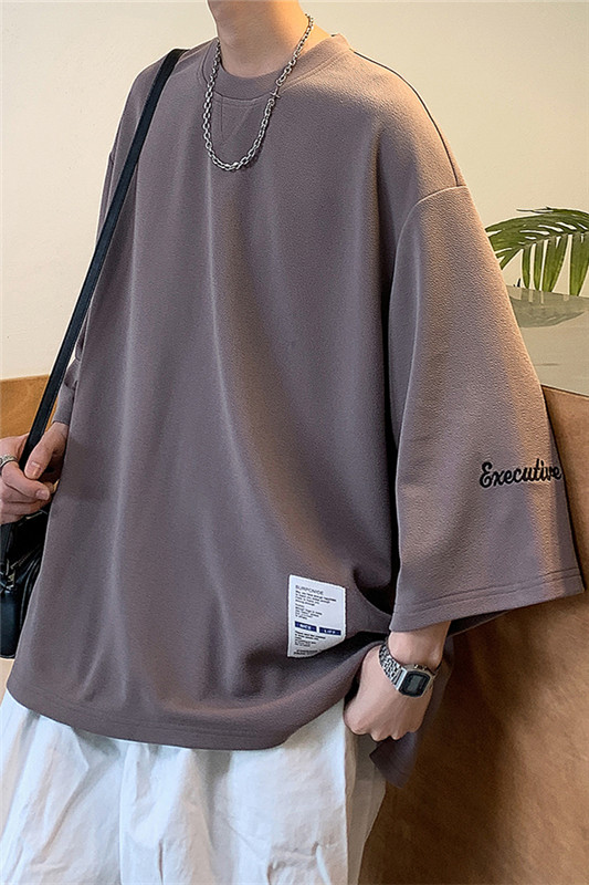 夏季冰丝七分袖字母刺绣T恤XZ604-DT500-P35控48,男装T恤,星座604