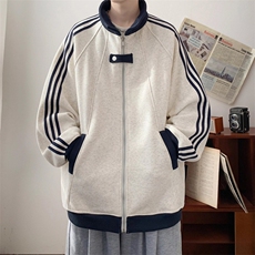 抖音得物品质秋冬美式高街重磅结构拼接织带翻领卫衣夹克外套W113，男装夹克，电商A486-1