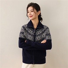 2025年秋季新款百搭费尔岛拉链加厚开衫，女装羊毛衫，慕洵羊绒