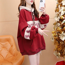 H217新年衣服华棉复贝贝绒加绒中长款连帽卫衣女情侣装P65，女装卫衣/绒衫，星座309B-2