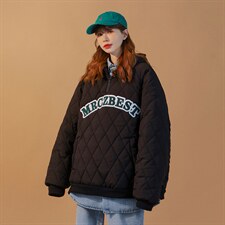 MY038-P135 连帽套头棉衣刺绣菱形格棉服中性控155图片