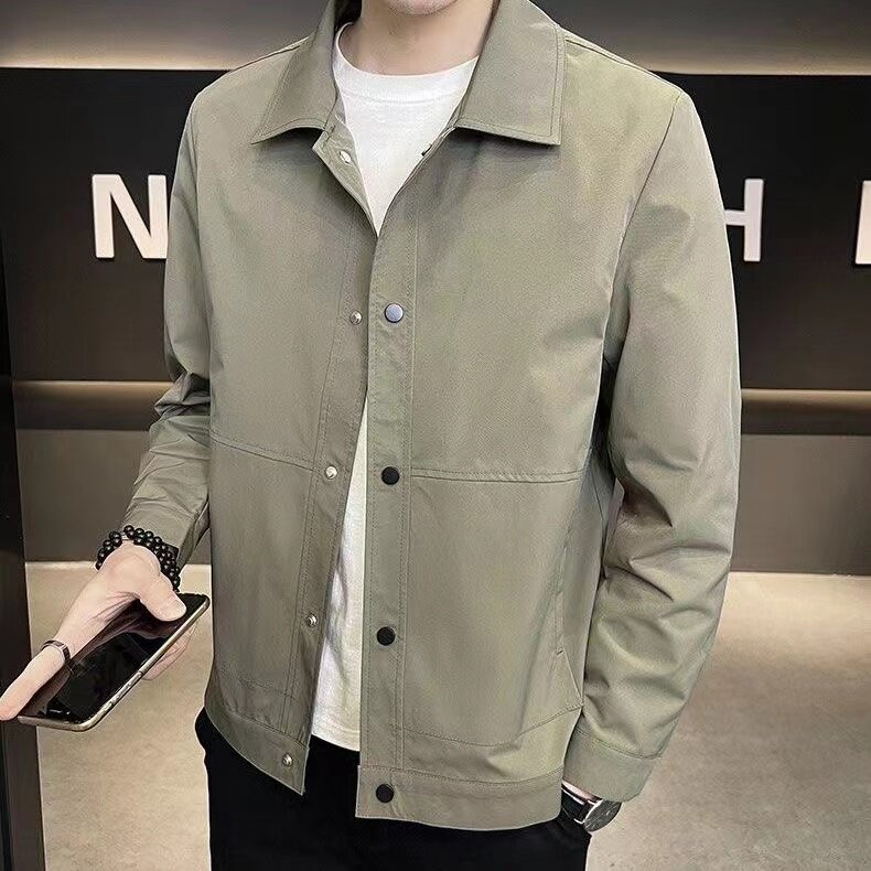 秋季抖音男士商务休闲简约百搭翻领夹克外套上衣男2408P65，男装夹克，电商B226