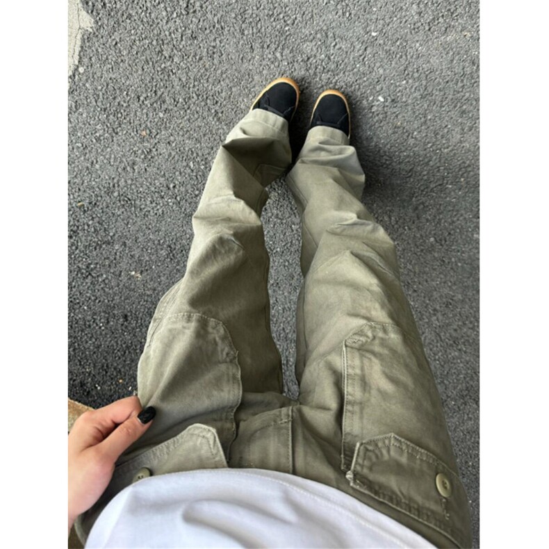 多口袋工装裤男生宽松直筒阔腿长裤子复古街头休闲裤KX803,男装休闲裤,星座1116A（原606A-3）