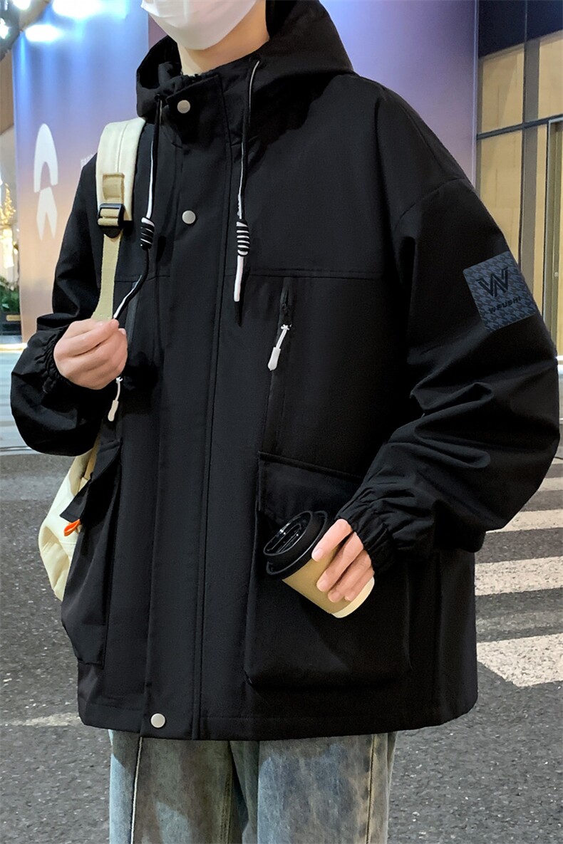 秋季新款潮牌连帽休闲工装多口袋外套男女A436-D209-P65,男装夹克,电商A436