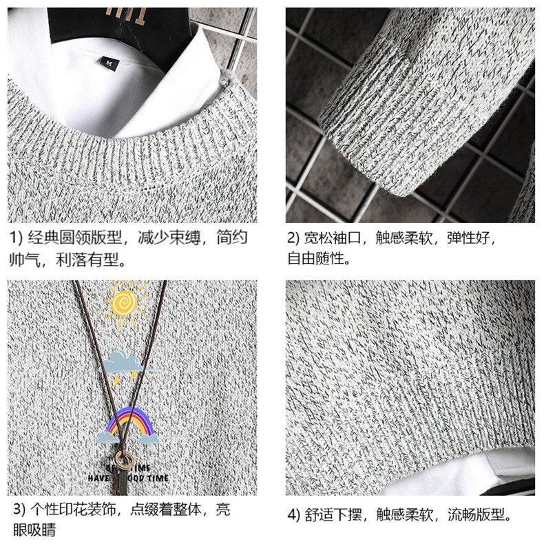 M19141-P45加绒款-P65加厚加绒毛衣男大码毛线衣男针织衫网格,男装针织衫/毛衣,电商A040A