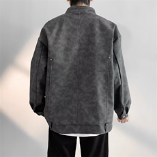 做旧皮衣男士韩版潮流高街帅气2024秋冬ins宽松外套W5905-P77，男装皮衣，星座412-3