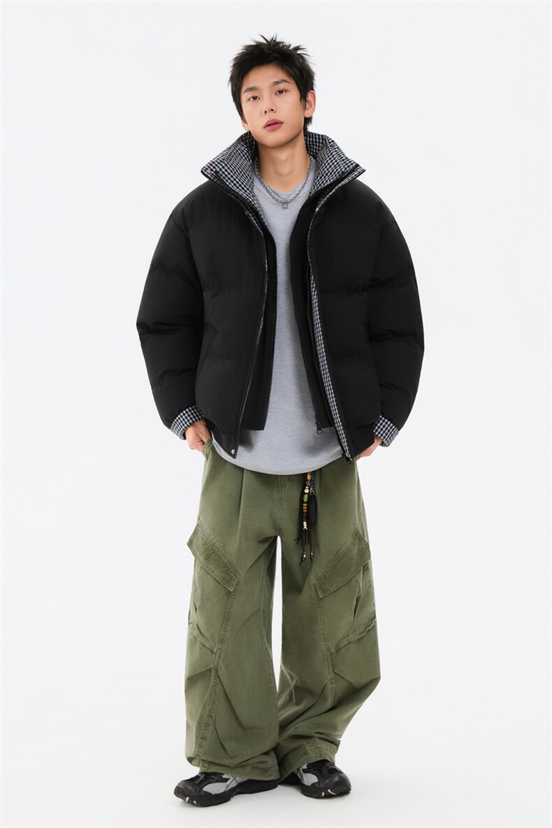 冬季新品得物美式潮流高品质格子加绒加厚棉衣外套棉服MY5566-P88,男装棉衣,星座610B-1