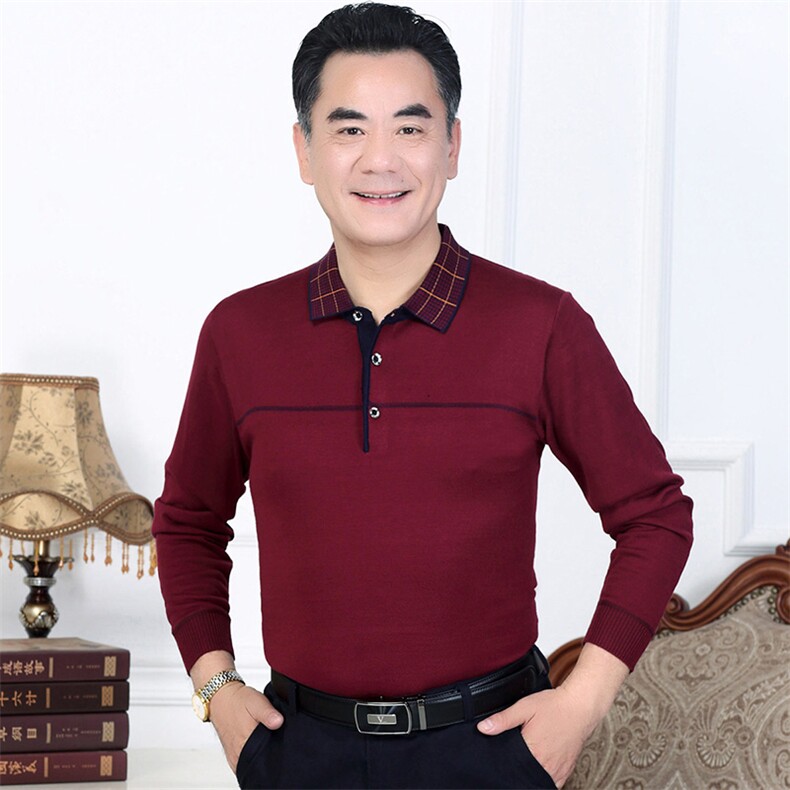 中老年长袖t恤男爸爸秋装上衣中年秋衣打底衫春秋季商务薄款卫衣,男装卫衣,电商B212（原钱塘6029）