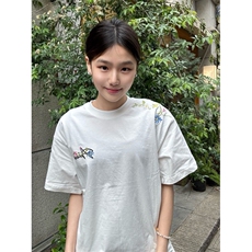 H0825-P35胶标+前后全绣花螺纹领+包边拉肩休闲短袖T恤，女装T恤，星座617A-2