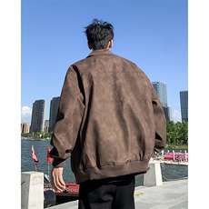 美式复古翻领皮衣男秋季新款潮牌宽松麂皮绒夹克休闲外套pu皮衣服，男装夹克，星座410-6（原星座1304-1）