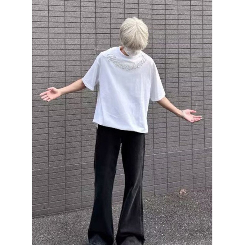 复古潮牌字母短袖t恤男夏季设计感休闲黑色重磅半袖上衣T193,男装T恤,星座1116A（原606A-3）
