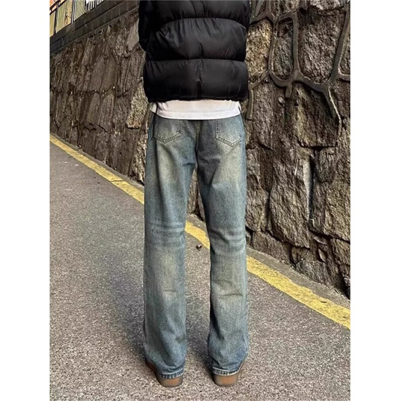 复古牛仔裤男款秋冬季裤子美式高街宽松直筒微喇裤1008-LN11-p45,男装牛仔裤,星座1008