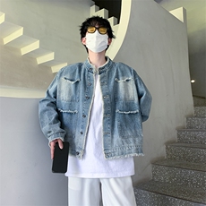 美式复古水洗短裤工装夹克潮流毛边设计外套，男装牛仔裤，星座410-6（原星座1304-1）
