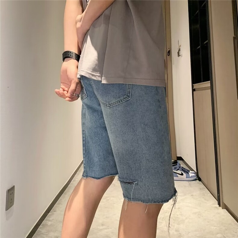 美式牛仔裤男春秋新款休闲直筒短裤DM906P35,男装牛仔裤,星座1116-2