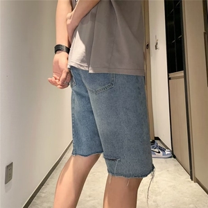 美式牛仔裤男春秋新款休闲直筒短裤DM906P35图片