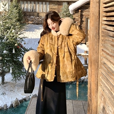 毛绒拼接新中式风羽绒服2026新款深冬超好看洋气设计感90绒外套，女装羽绒服，2C159