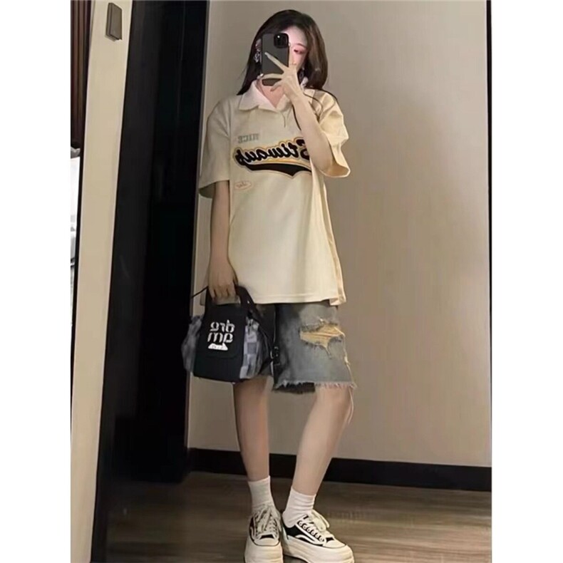 美式街头破洞牛仔短裤男女夏季水洗旧vintage裤子设计毛边五分裤,男装牛仔裤,星座506A