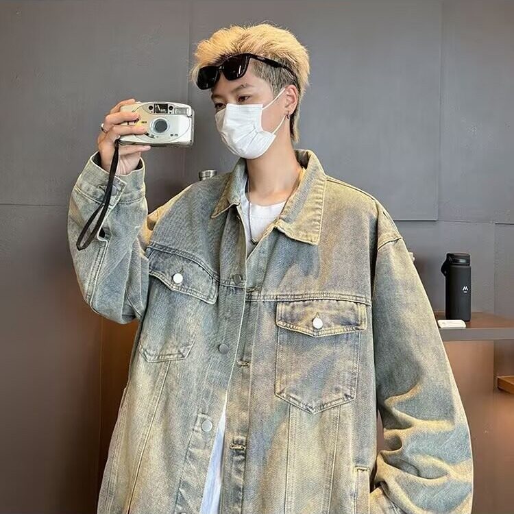 牛仔外套男2026春季新款美式潮牌oversize青少年宽松休闲连帽夹克,男装工装外套,星座410-7