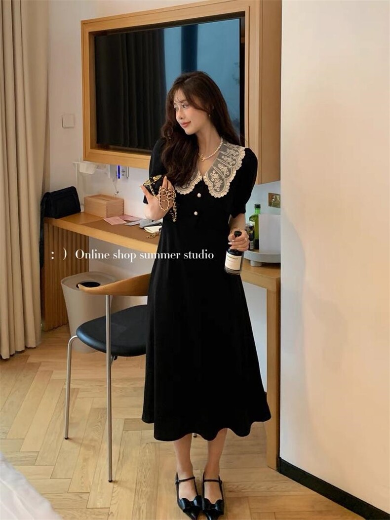 现货，娃娃领短袖连衣裙，女装连衣裙，F/TU