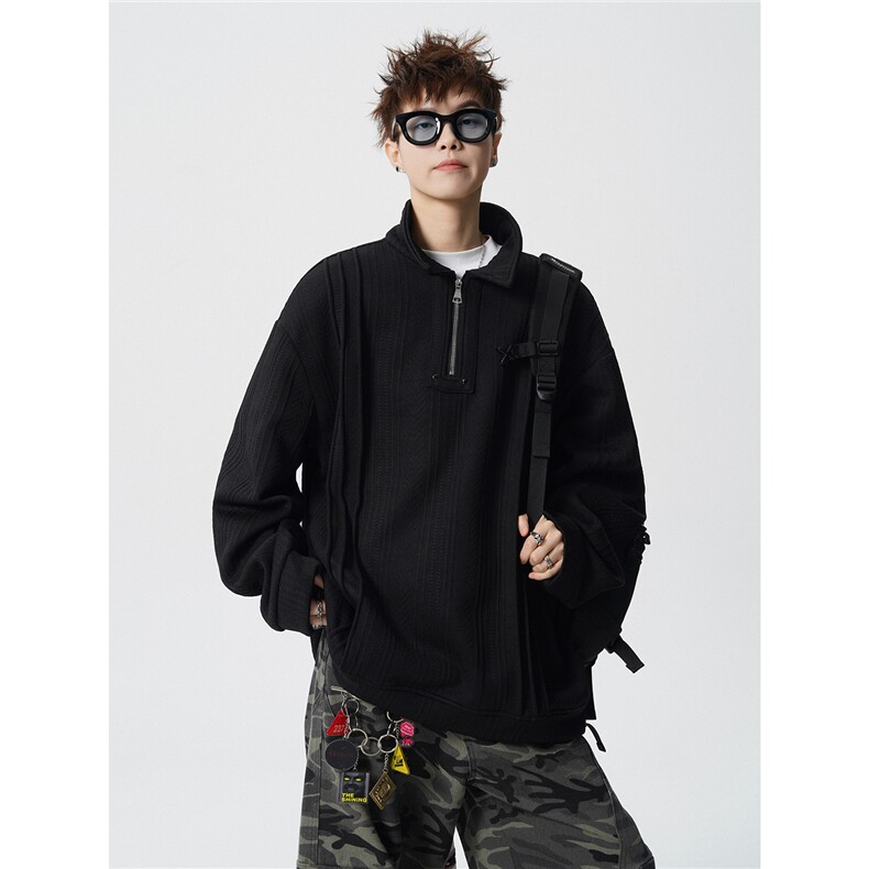 现货WY10167-特P45控88新款高品质大码百搭宽松半拉链卫衣男,男装卫衣,电商A059