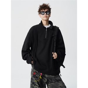 现货 WY10167-特P45 控88 新款高品质大码百搭宽松半拉链卫衣男图片