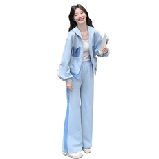 浅蓝拼接牛仔卫衣套装2C198-6512-P175K268，女装套装/套裙，2C198