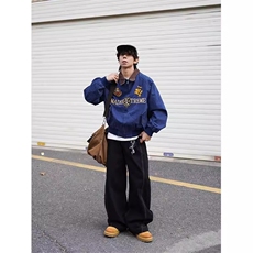 DGZZ复古刺绣夹克男女美式宽松街头风翻领潮牌短款外套W6879-P64，男装夹克，星座412-3