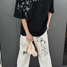 万针全刺绣工艺抖音得物高品质260克重磅纯棉双纱美式高街短袖T恤，男装T恤，电商A486