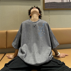 特P19控382024夏季新款麂皮绒圆领短袖T恤RT442，男装T恤，电商B370