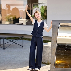 小香风洋气时尚套装夏季新款超火韩系穿搭一整套显瘦三件套，女装套装/套裙，秀美人生