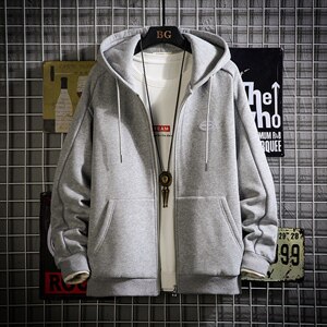 2021秋季新日系网格大码男反光连帽开衫卫衣外套夹克J6026-P65图片