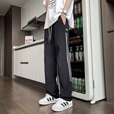 夏季男轻薄透气阔腿休闲裤侧边条纹速干工装休闲长裤KB855，男装休闲裤，星座1116A-1（原606A）