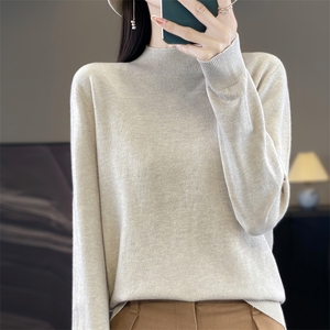 时尚百搭半高领女士针织衫 秋冬必备打底衫 简约纯色显瘦毛衣图片