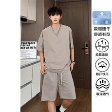 特批P40无差价夏季百搭休闲纯色速干拼接短袖T恤短裤套装男TZ5148，男装牛仔裤，电商A001