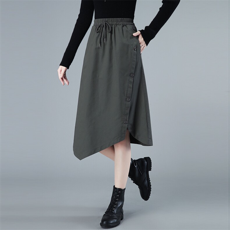 2021春秋款新品纯棉休闲半身裙300款，女装半身裙，秋牧寒烟