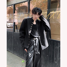 24秋冬中式超短款多扣垫肩中山装老钱风西服夹克XZ59-P125，男装夹克，电商B288