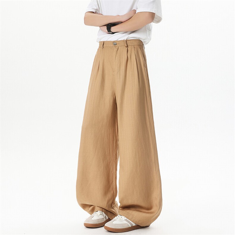 8XL-M 特大码亚麻阔腿裤男夏棉麻西装裤垂感冰丝裤K981P68图片