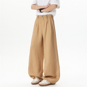 8XL-M 特大码亚麻阔腿裤男夏棉麻西装裤垂感冰丝裤K981P68图片