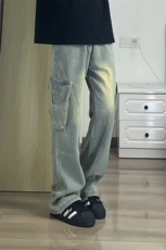 A2188TP55-网图秋季新款美式高街微喇牛仔裤男工装休闲裤子，男装休闲裤，电商B241
