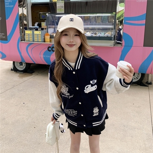 现货棒球服外套女2026春秋新款小个子超火休闲洋气减龄短款图片