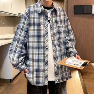 控价59港风格子衬衫宽松外套男女衬衣百搭格子外套CS2402 P35图片